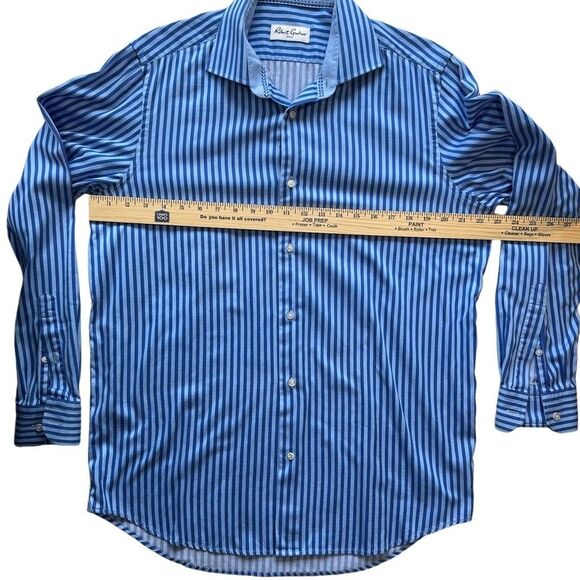 Robert Graham Long Sleeve Button Down Shirt Size 16.5 42 Blue Striped - Picture 9 of 14